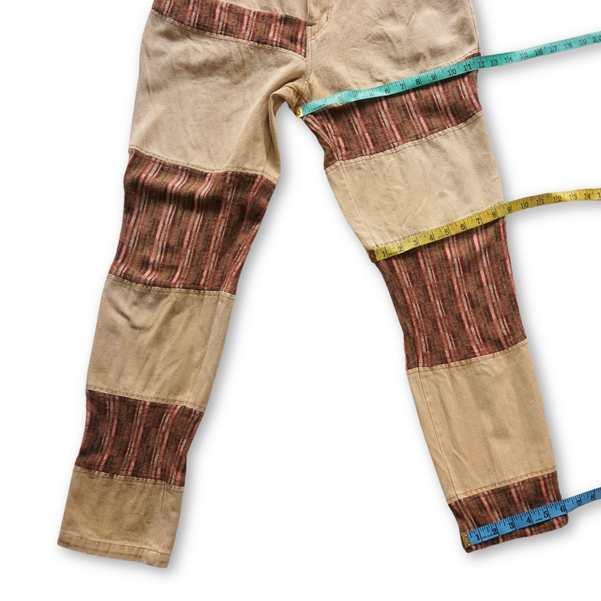 Japanese Brand GIGGLYROY Cotton & Wool Patchwork Jeans Size US 31 - 12 Thumbnail