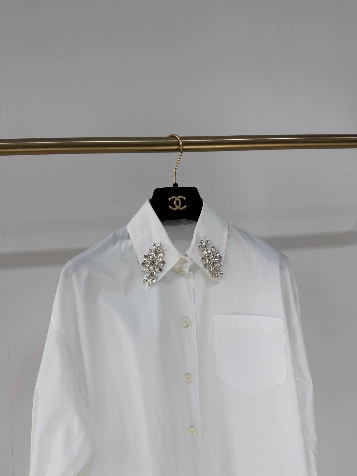 Prada Prada Classic Crystal Buckle Poplin Shirt New Size 36 Size XS / US 0-2 / IT 36-38 - 2 Thumbnail