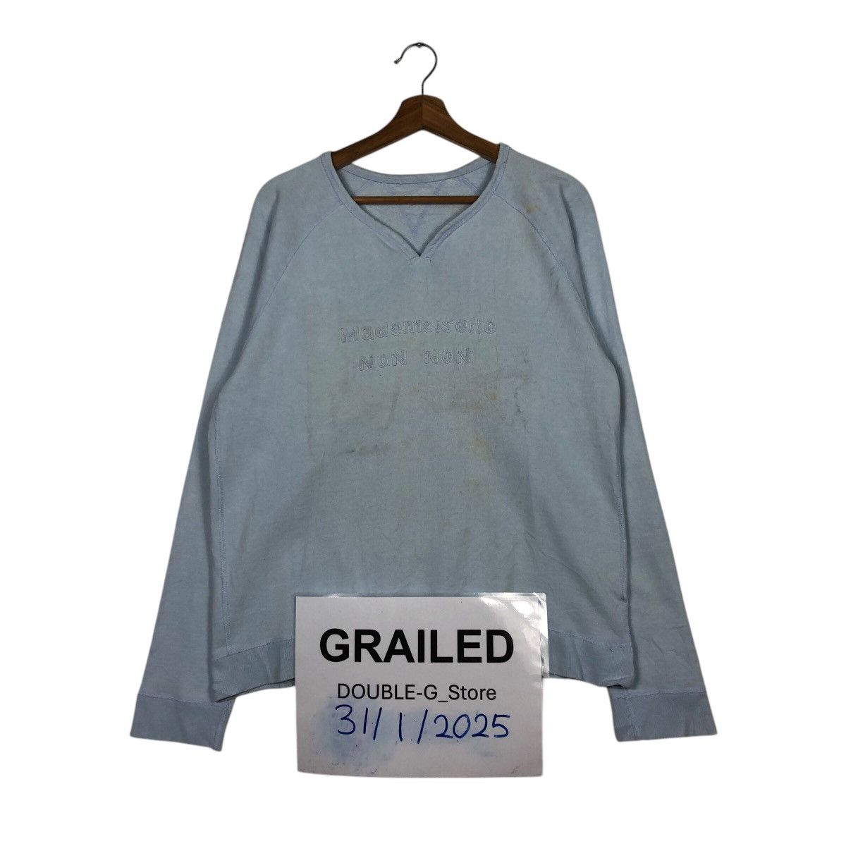 Issey Miyake 📌Baby Blue Vintage Sweatshirt Mademoiselle Non Non Big Logo Size US M / EU 48-50 / 2 - 1 Thumbnail