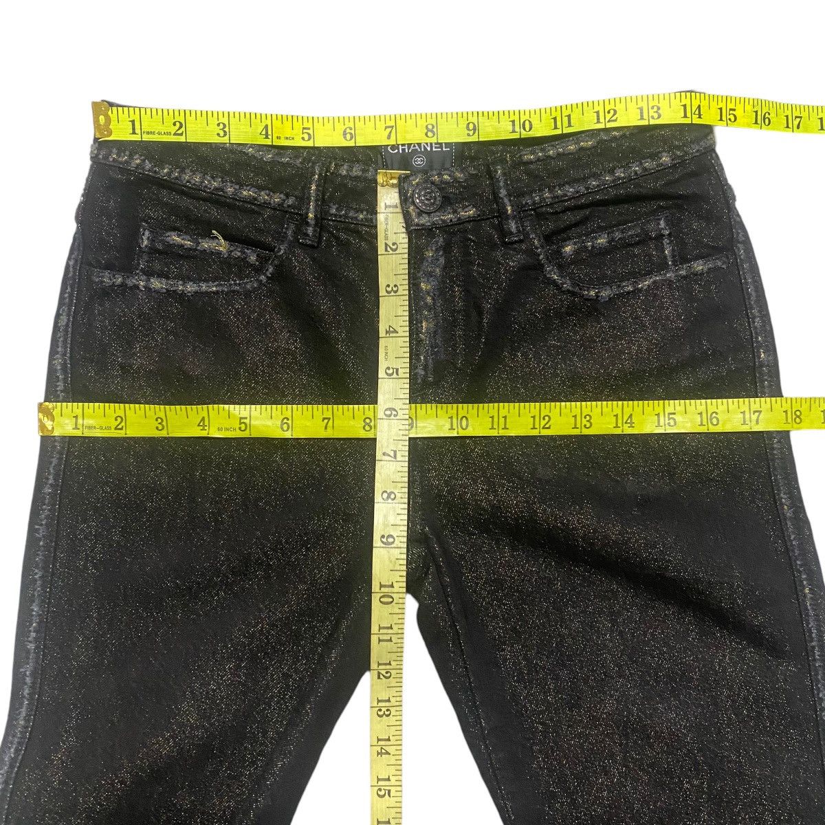 Chanel Chanel Noir Black&Gold Logo Pocket Denim Jeans Size 28" / US 6 / IT 42 - 23 Thumbnail