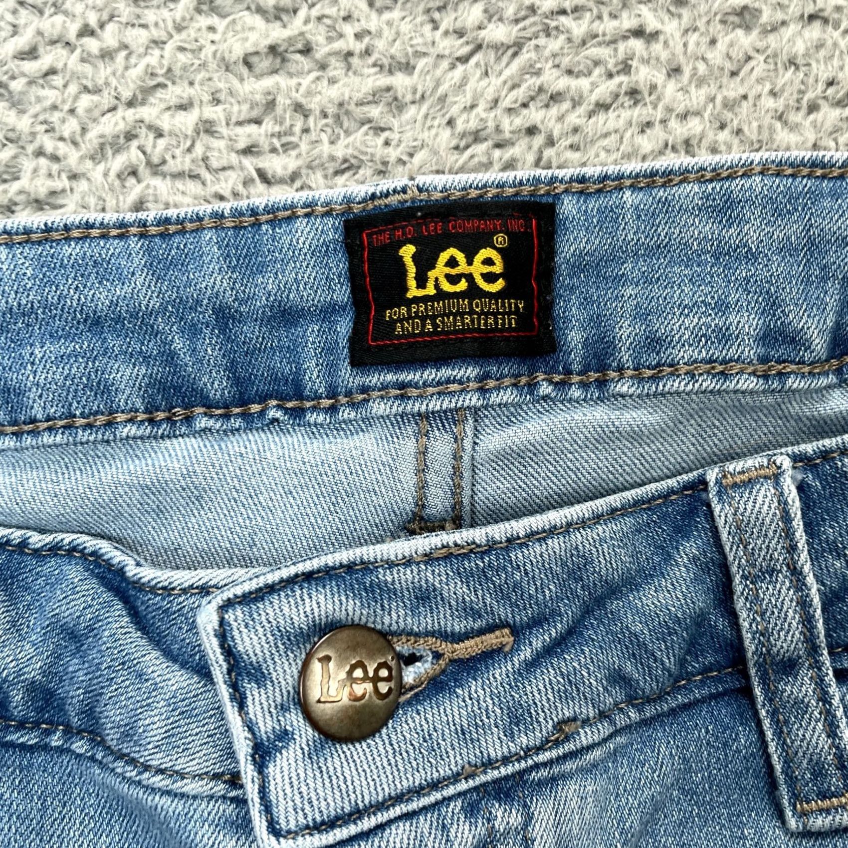 Lee Lee Jeans Womens 16 Long Blue Straight Leg Denim Logo Cotton Stretch Mid Rise Size 38" / US 16 / IT 52 - 4 Thumbnail