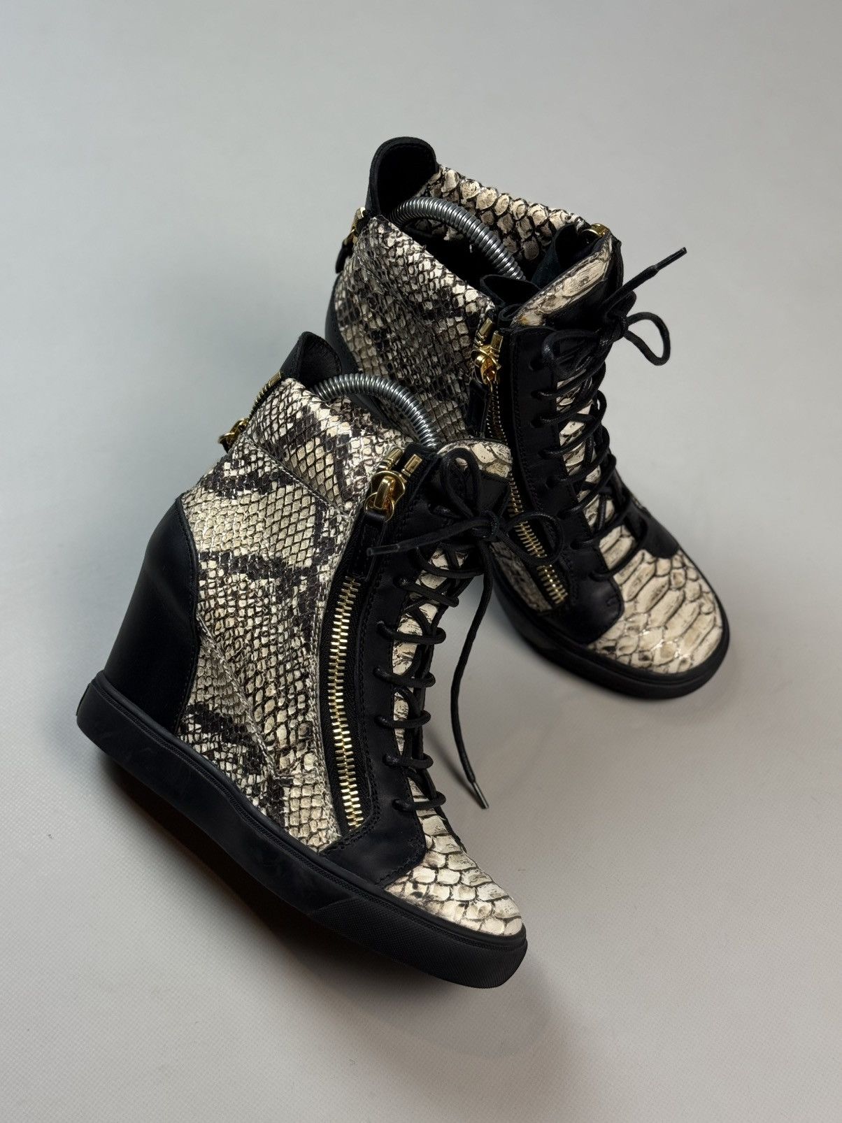 Giuseppe Zanotti Zanotti Python Embossed Leather Coby High Top Sneakers Shoes Size US 8.5 / IT 38.5 - 5 Thumbnail