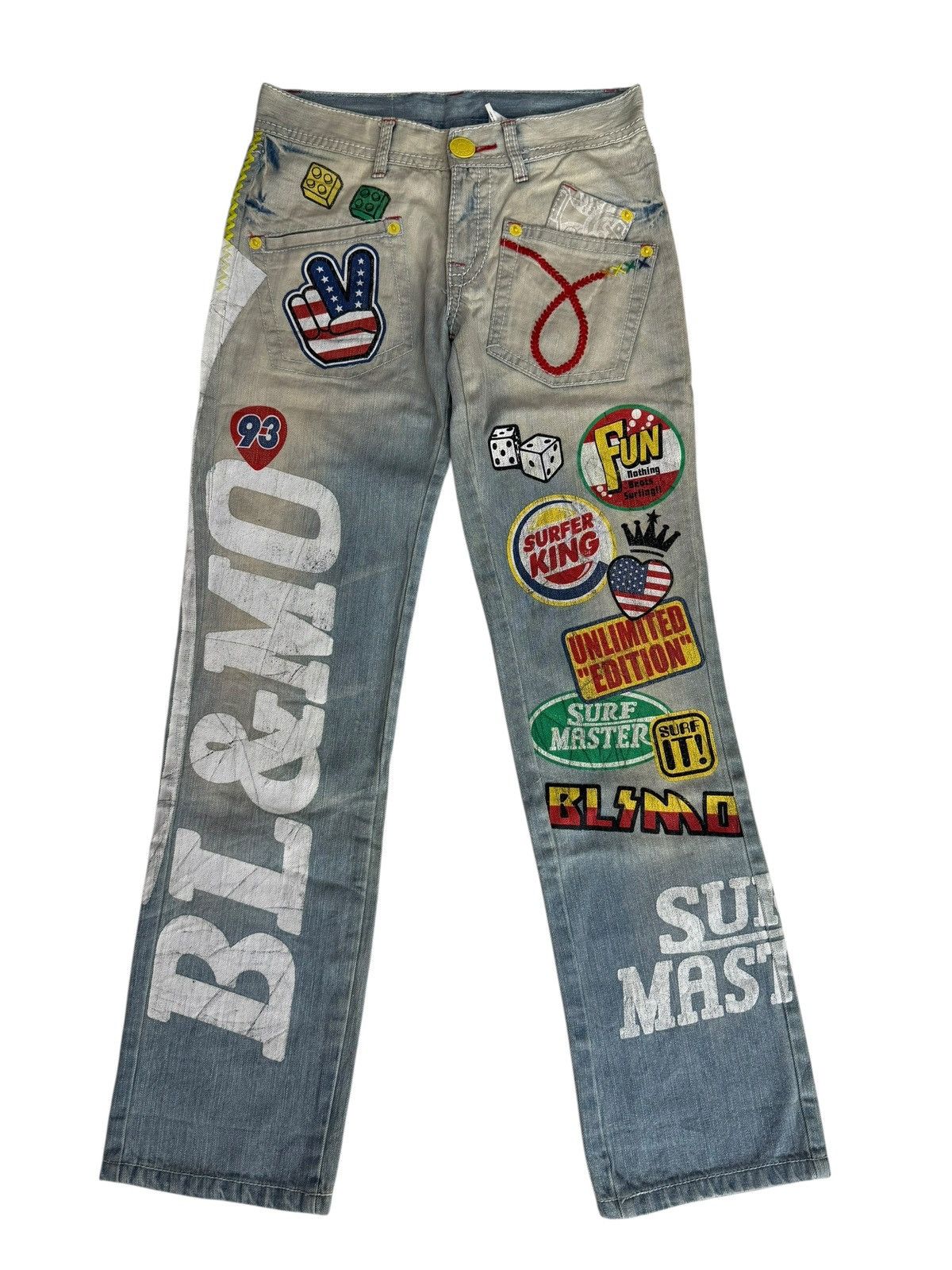 Japanese Brand Y2K Blue Moon Blue Denim Jeans Design Art Hippie Style Size US 28 / EU 44 - 1 Thumbnail