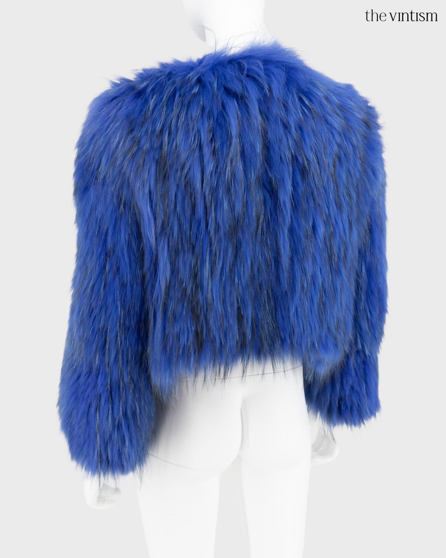 Saks Potts Saks Potts Electric Blue Real Raccoon Fur Cropped Jacket S/M Size S / US 4 / IT 40 - 6 Thumbnail