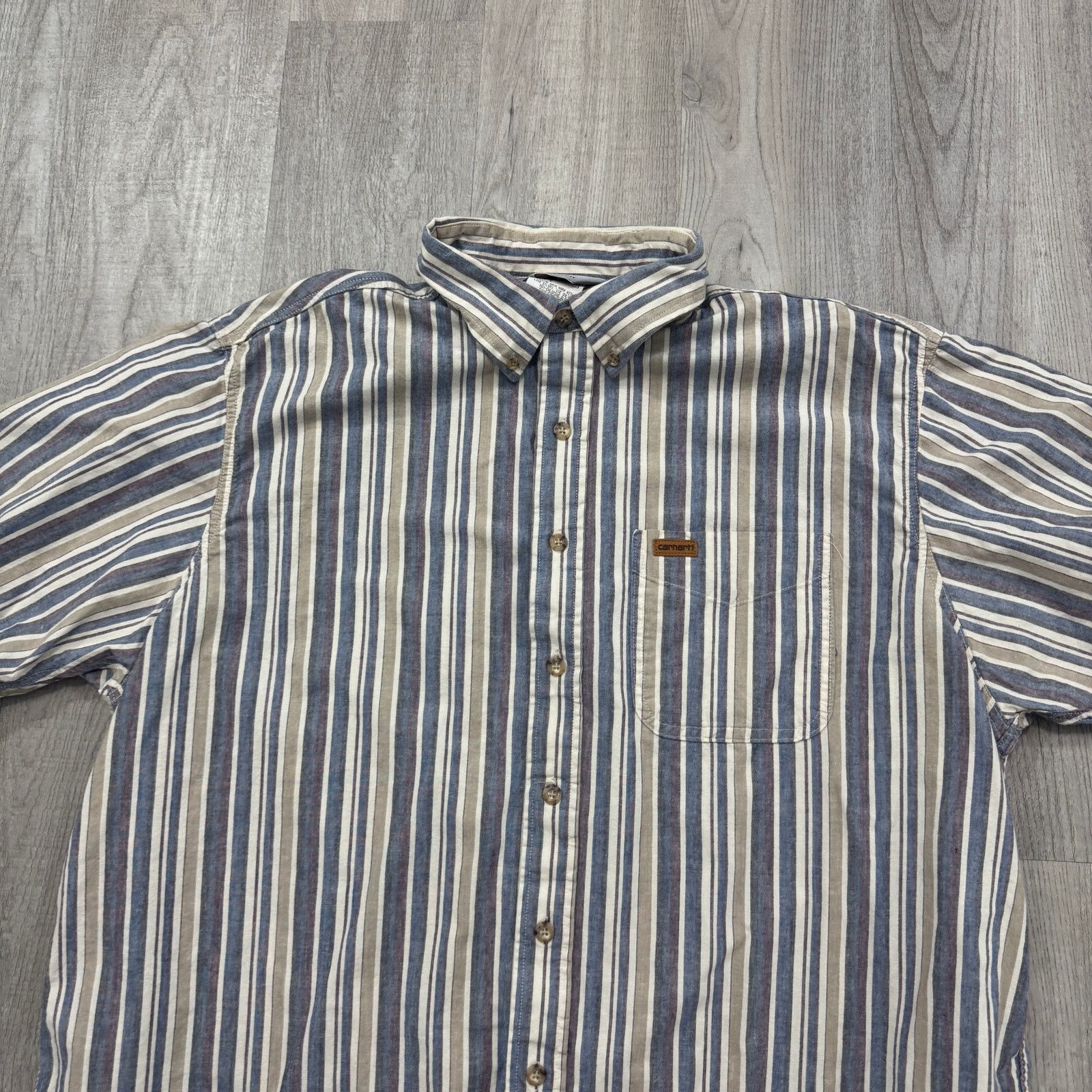 Carhartt Vintage Carhartt Short Sleeve Striped Shirt Men's XL 90s Size US XL / EU 56 / 4 - 3 Thumbnail