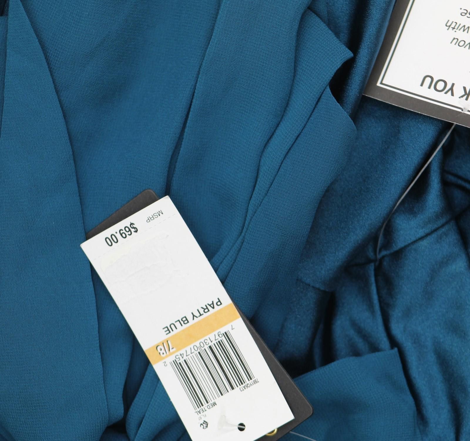 Other City Studios Satin Fit Flare Dress Teal Blue Green 7/8 Size M / US 6-8 / IT 42-44 - 3 Thumbnail