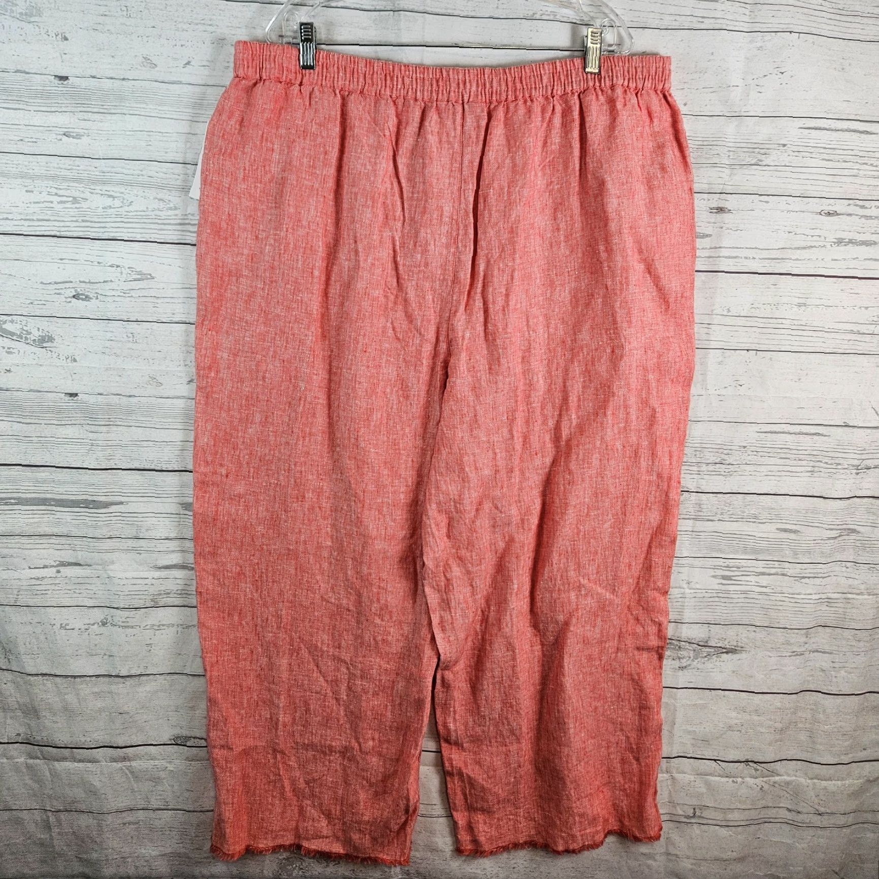 Coldwater Creek VINTAGE? No. Coldwater Creek Womens Linen Wide-Leg Cropped Pants 18W Pink Coral High Rise 26 Inseam Size 40" / US 18 - 3 Thumbnail