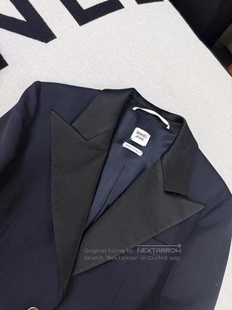 Hermes Hermes Navy and Black Wool Blazer with Lapel Size XS / US 0-2 / IT 36-38 - 3 Thumbnail
