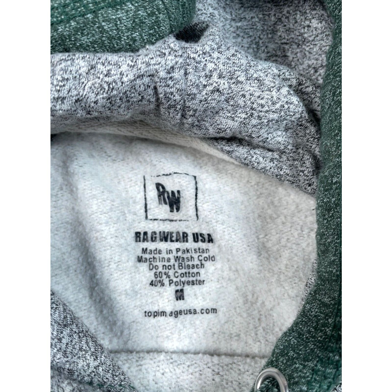 Vintage Ragwear Hoodie Adult Medium Gray/Green Marled Embroidered Drawstring Pockets Cotton Blend Ski City Outdoor Mens Size US M / EU 48-50 / 2 - 3 Thumbnail