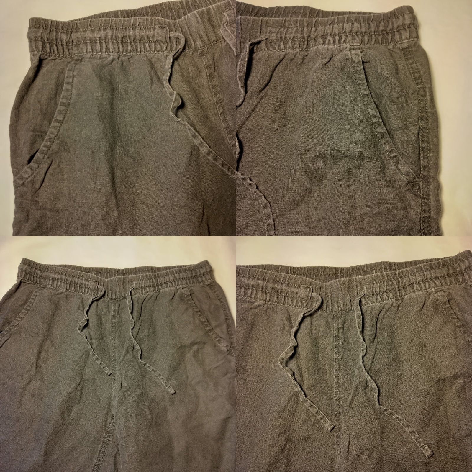 Vintage L.L. Bean Pants Woman Size 8 Linen Gray Elastic Flat Front Straight Leg 30" Inseam Women Regular Comfort Casual Workwear Size 30" / US 8 / IT 44 - 9 Thumbnail