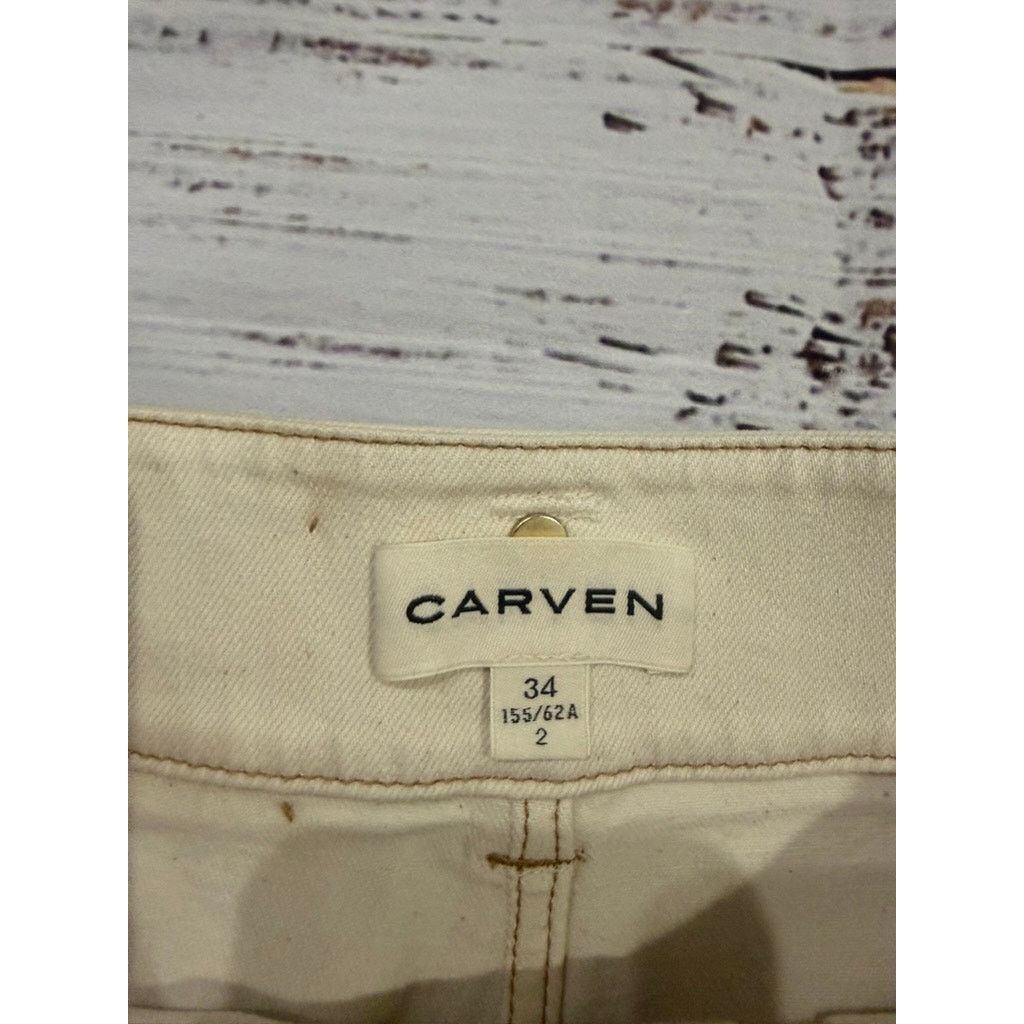 Carven CARVEN Women's Beige Cargo Ankle Denim Jeans Size 2 Size 26" / US 2 / IT 38 - 3 Thumbnail