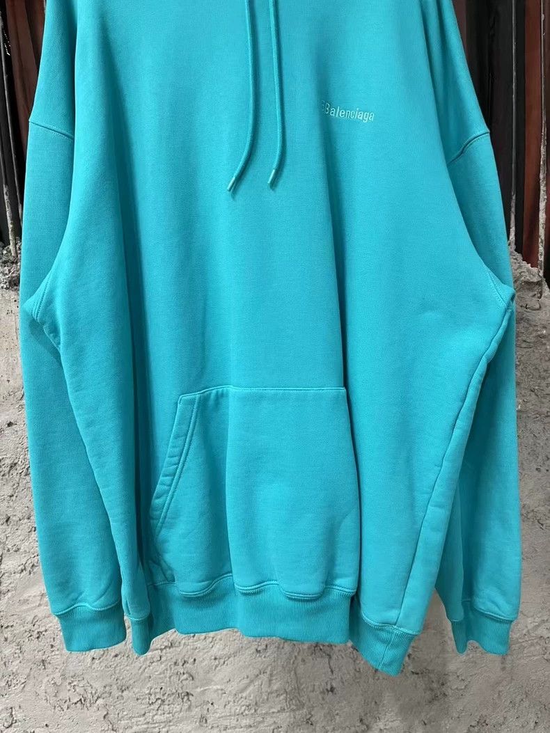 Balenciaga Balenciaga Lake blue embroidered logo hoodie Size US M / EU 48-50 / 2 - 4 Thumbnail