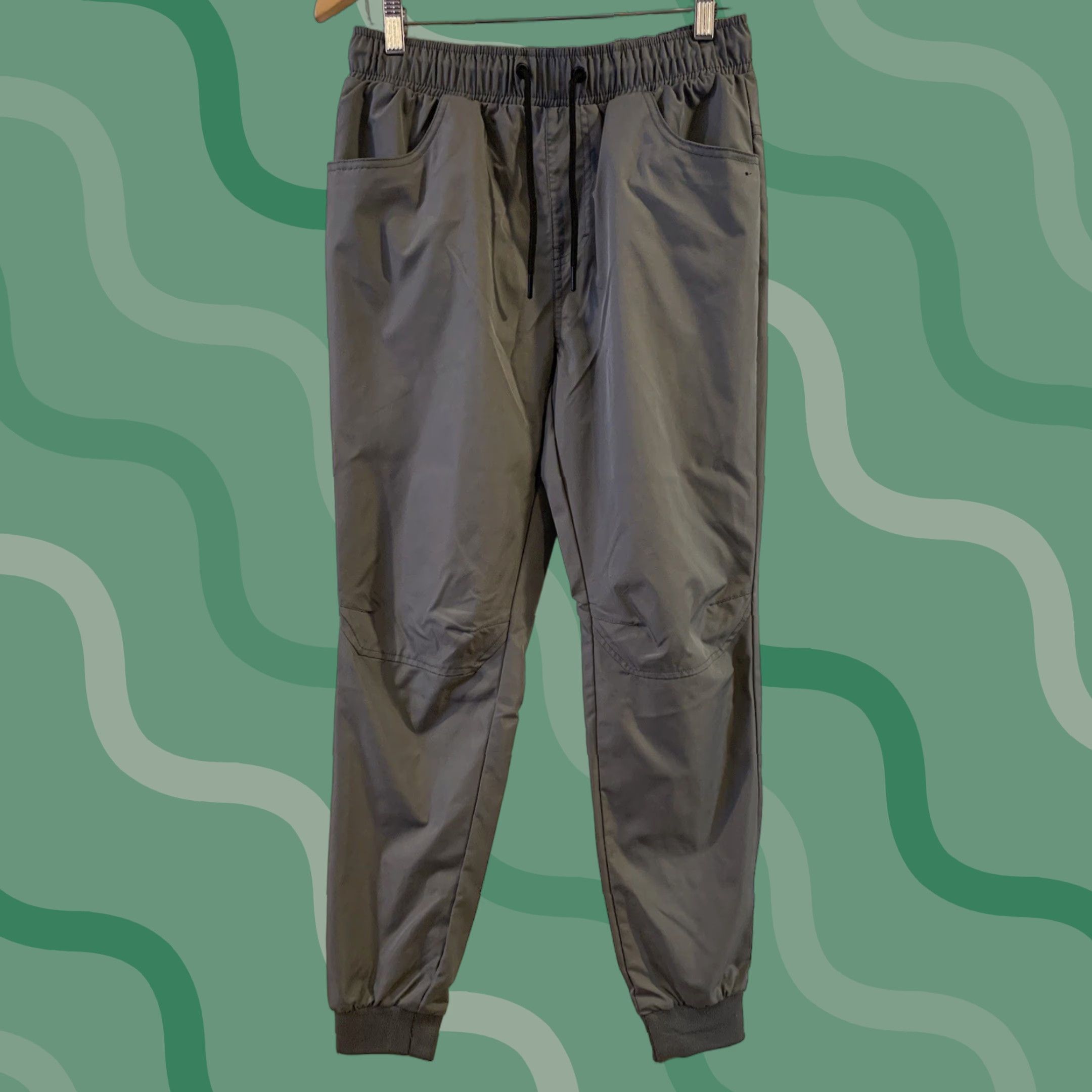Southpole Southpole Jogger Pants Athletic Flat Front Drawstring Black Gray Polyester Small S 28in Inseam Men's Pants Pocket Zipper Size US 29 - 1 Thumbnail