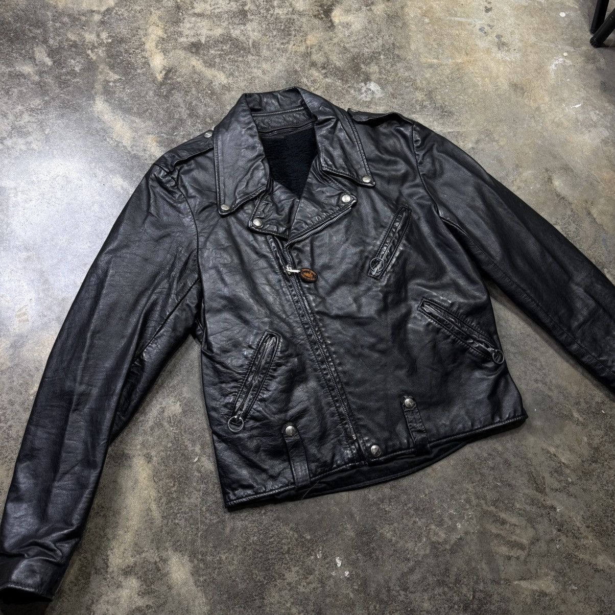 Vintage vintage 80s black leather zip up biker motorcycle jacket Size US M / EU 48-50 / 2 - 2 Thumbnail