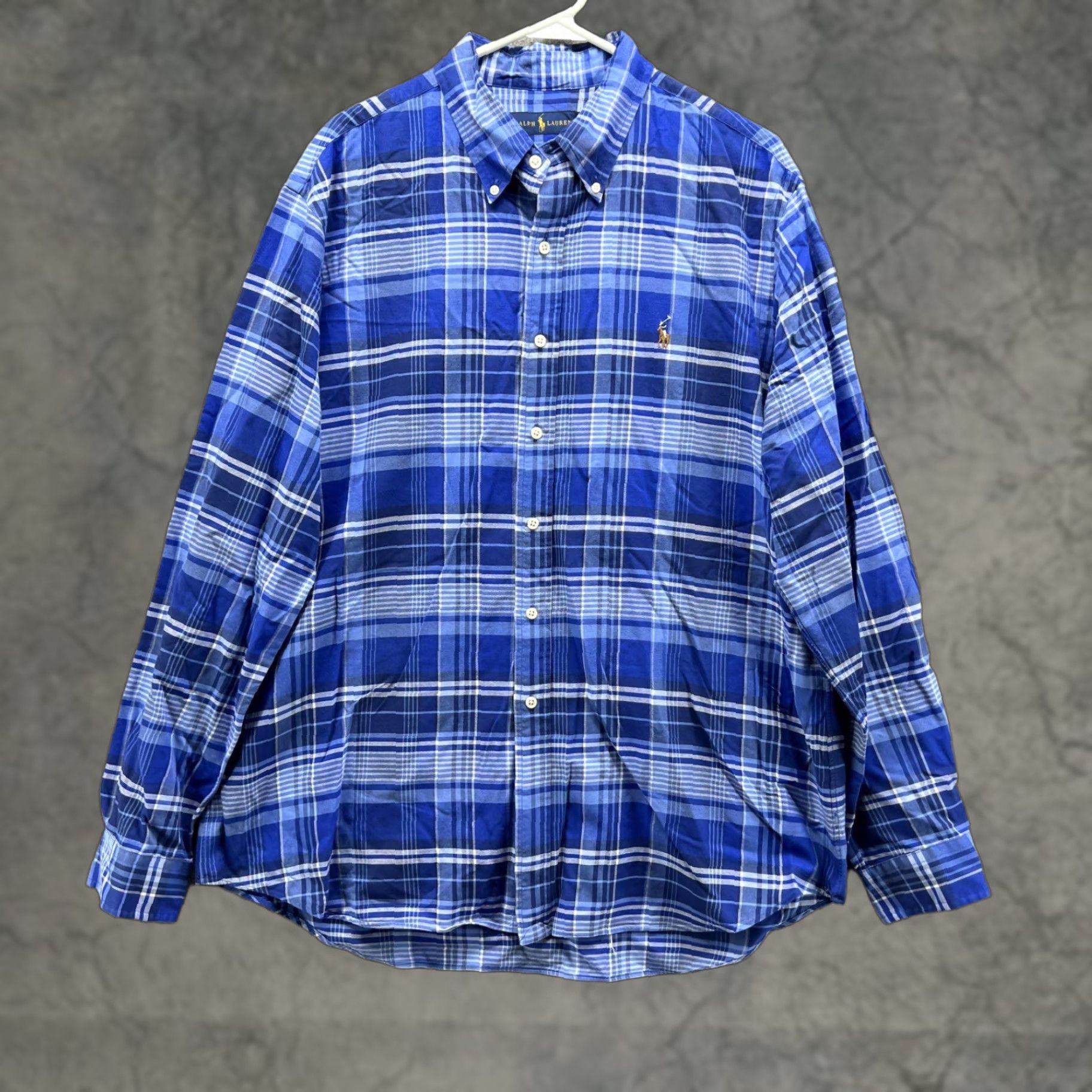 Ralph Lauren VINTAGE Ralph Lauren Shirt Men XL Blue Plaid Button-Down Preppy Pony vtg Size US XL / EU 56 / 4 - 1 Thumbnail