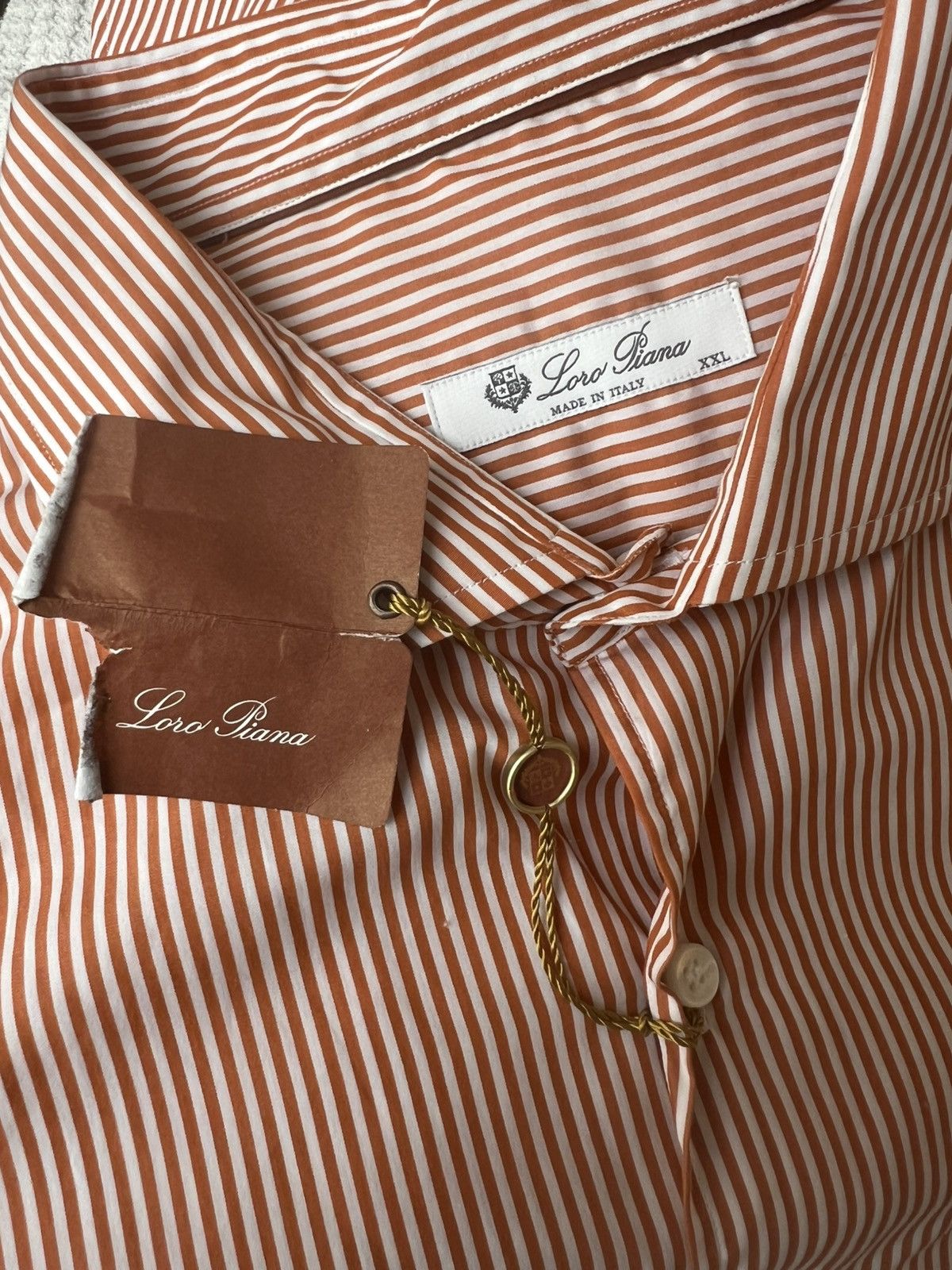 Loro Piana Loro Piana Stripped Brown & White Cotton Long Sleeves XXL Size US XXL / EU 58 / 5 - 12 Thumbnail