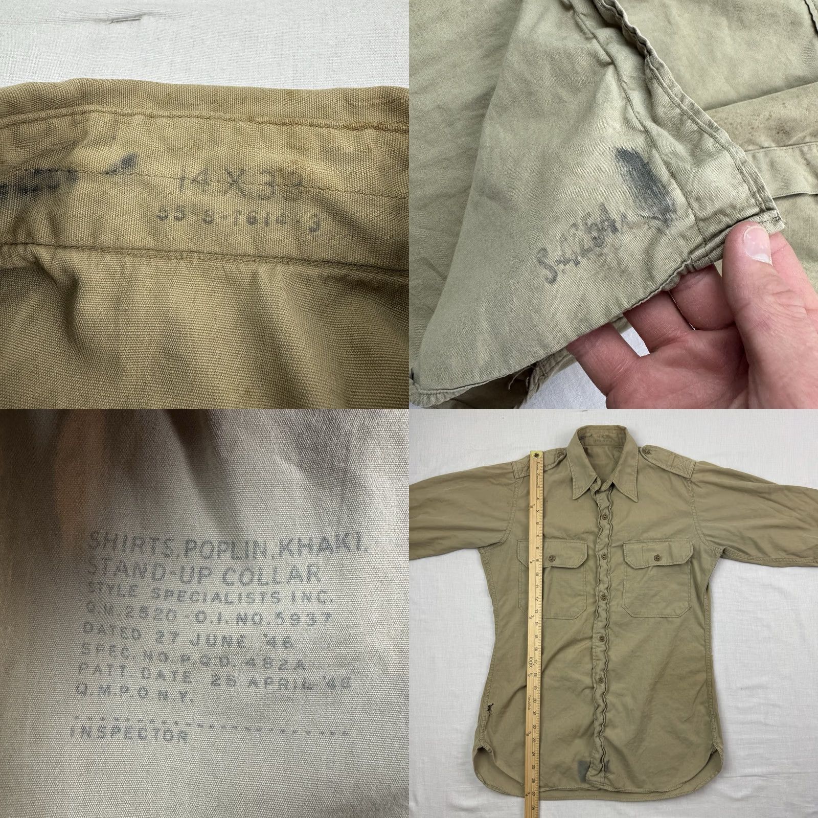 Vintage VINTAGE Army USMC Military Shirt Adult Medium 1940s Button Up Beige Solid Cotton 50s Size US M / EU 48-50 / 2 - 8 Thumbnail