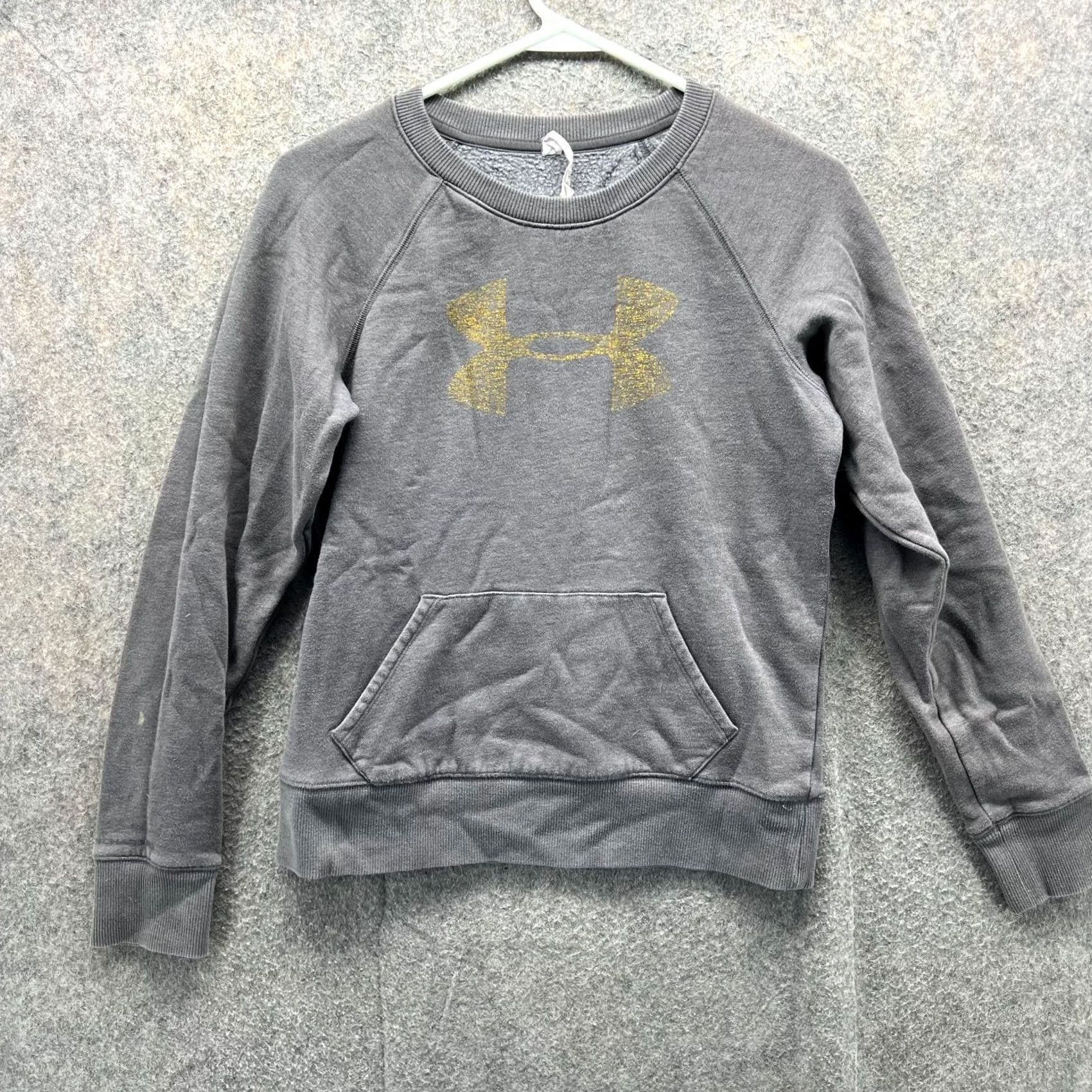 Under Armour VINTAGE Under Armour Sweatshirt Logo Pocket Fleece Womens Small Gray Pullover Crew Neck Long Sleeve Size S / US 4 / IT 40 - 6 Thumbnail