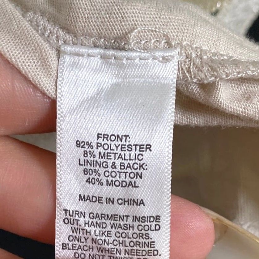 Express Express Womens Tank Tan Metallic Embroidered Scoop Neck Stretch Large Size L / US 10 / IT 46 - 5 Thumbnail