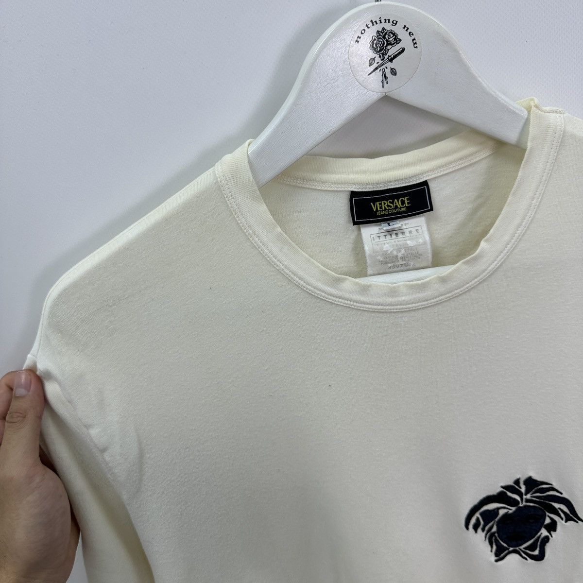 Vintage Vintage 90s Versace Embroidered logo tee y2k Italy hype og Size US L / EU 52-54 / 3 - 7 Thumbnail