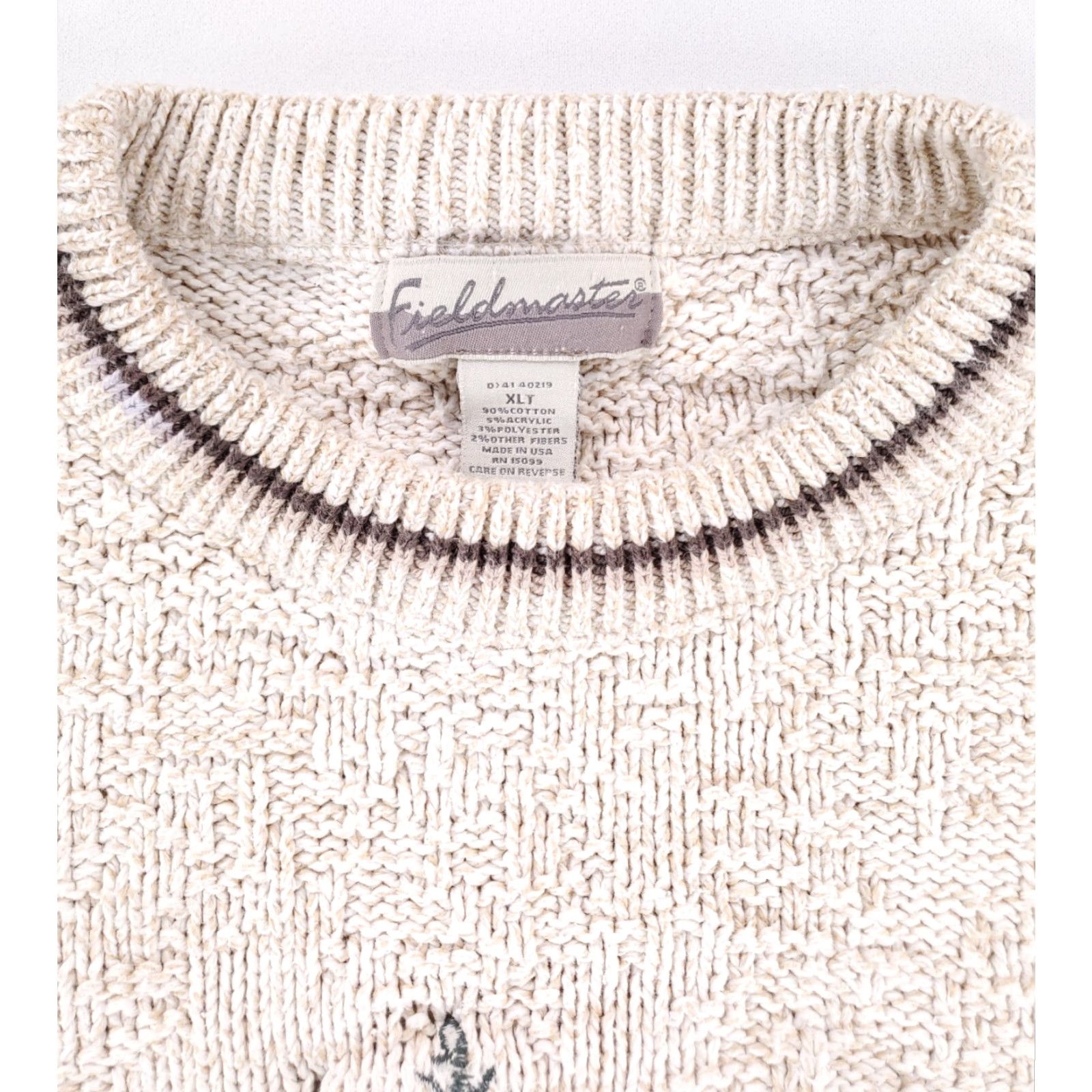 Sears Sears Fieldmaster VTG 90s Knit Sweater Embroidered Deer White Mens XL Tall Size US XL / EU 56 / 4 - 3 Thumbnail