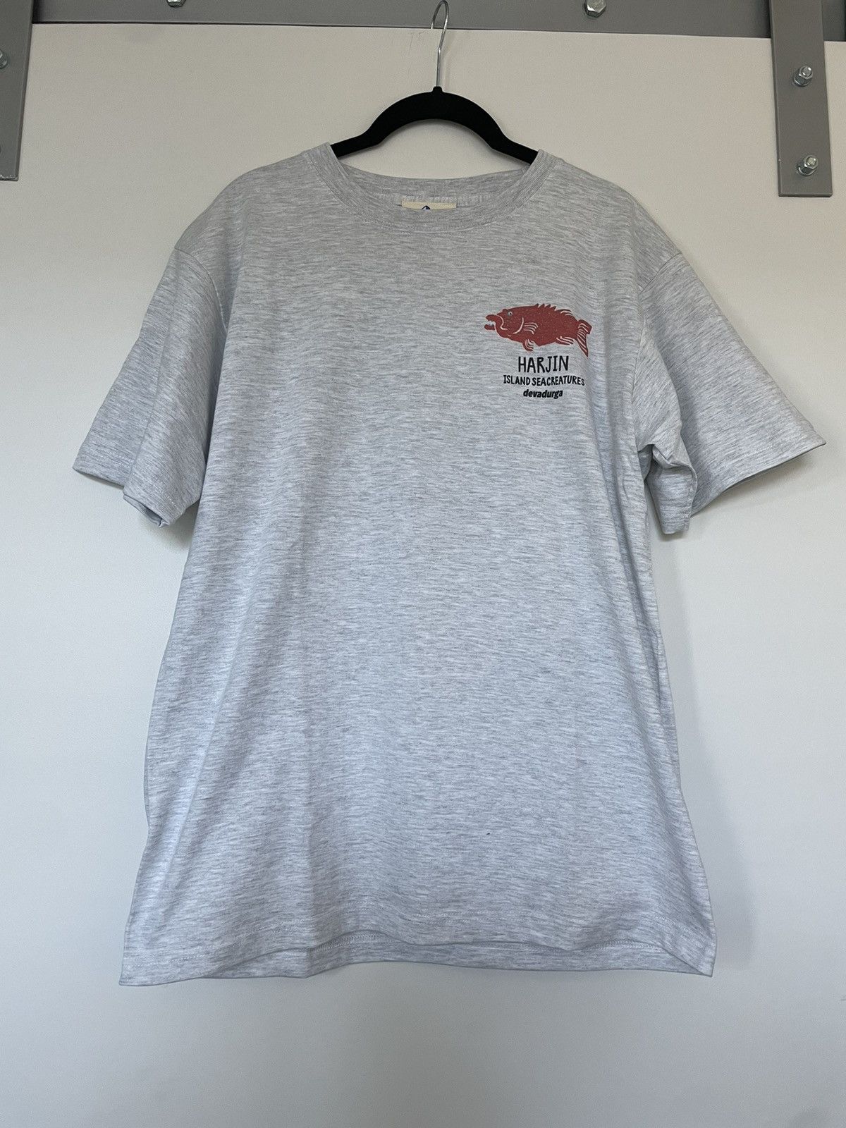 image of NWT Devadurga Harjin Tee Japanese Large Natural Heather Fish in Grey, Men's