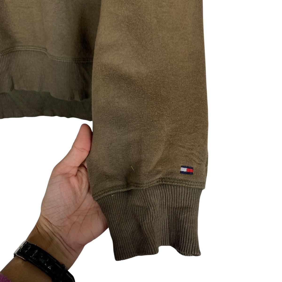 Tommy Hilfiger TOMMY HILFIGER Big Logo Olive Sweatshirt #1467-C66 Size US L / EU 52-54 / 3 - 8 Thumbnail