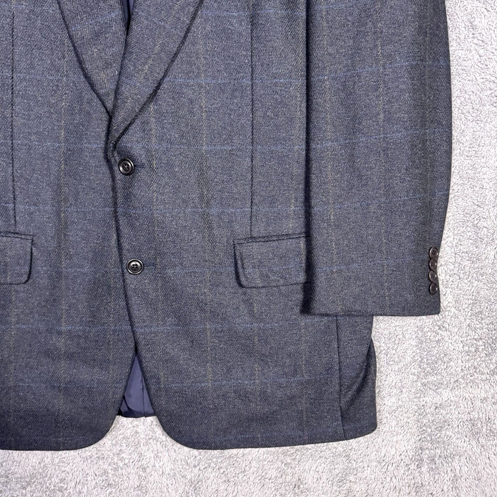 Vintage Samuelsohn Sport Coat Mens 46L Cashmere Wool Windowpane Como Blazer Suit Jacket - Luxury Classic Size 46R - 2 Thumbnail