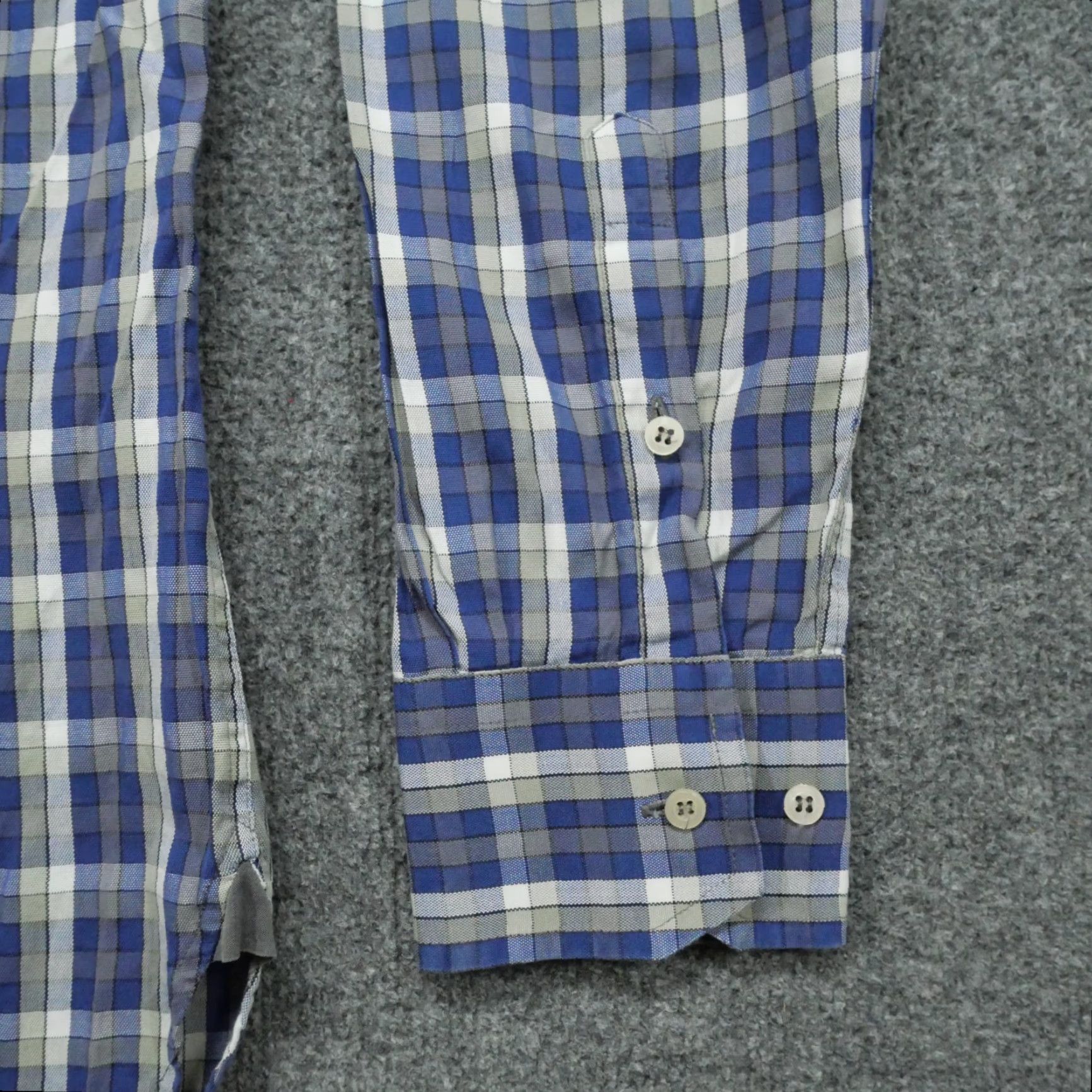 Vintage Sebastien James Shirt Mens XL Blue Grey Plaid Button Up Long Sleeve Slim Fit Size US XL / EU 56 / 4 - 2 Thumbnail