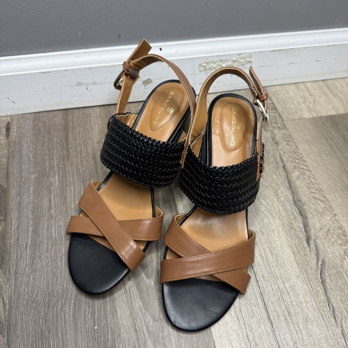 Other Bandolino Two-Tone Brown and Black Woven Strap Sandals Size US 9 / IT 39 - 1 Thumbnail