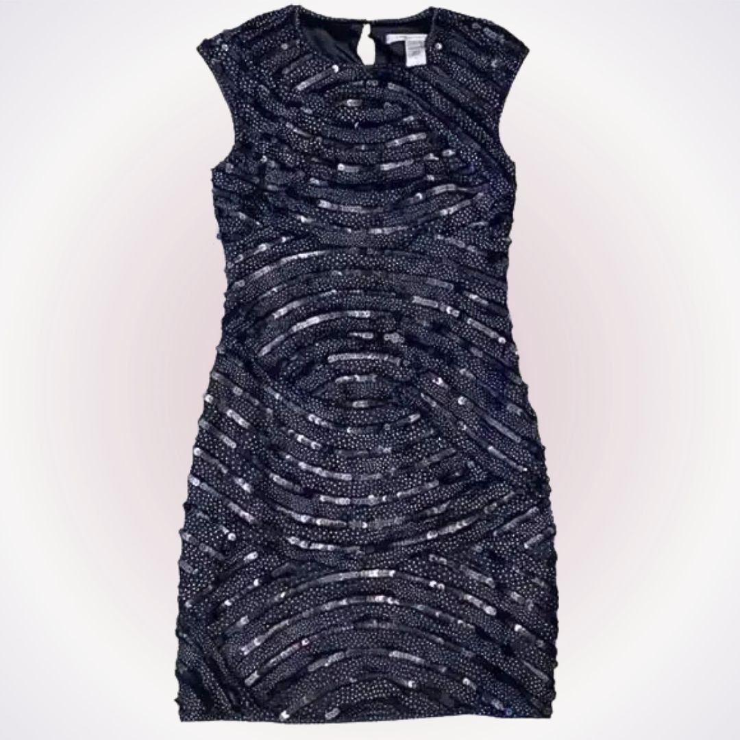 Diane von Furstenberg DVF Black Mini High Neck Sequin Dress | Sz 4 Size S / US 4 / IT 40 - 1 Thumbnail