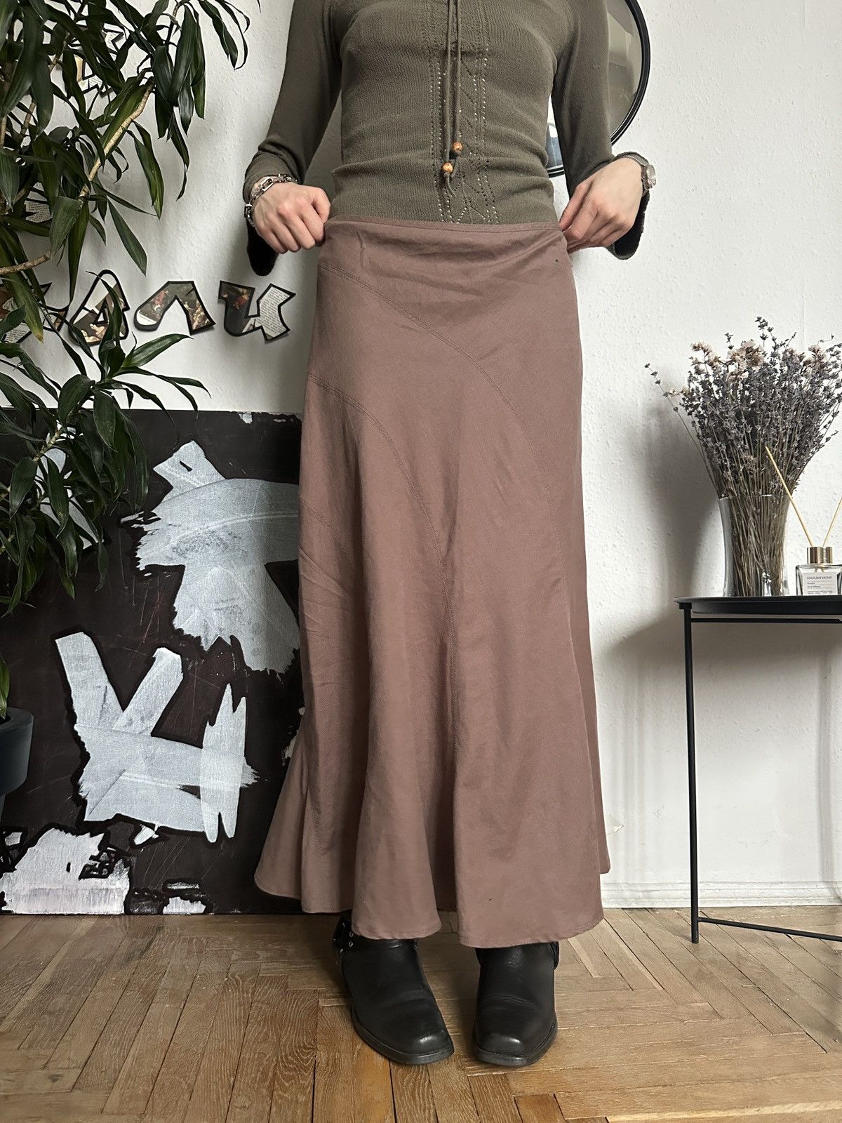 Japanese Brand Linen Ruffle Hem Boho Fairy Coquette Maxi Skirt 00s Size 34" / US 12 / IT 48 - 5 Thumbnail