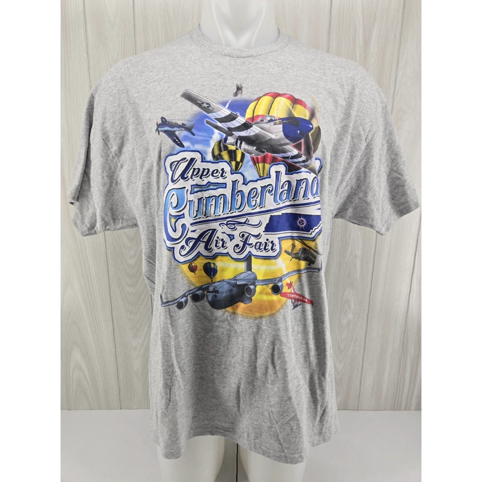 Gildan VINTAGE Upper Cumberland Air Fair TN T-Shirt XL Gray Mens Short Sleeve Cotton Graphic Print Size US XL / EU 56 / 4 - 2 Thumbnail