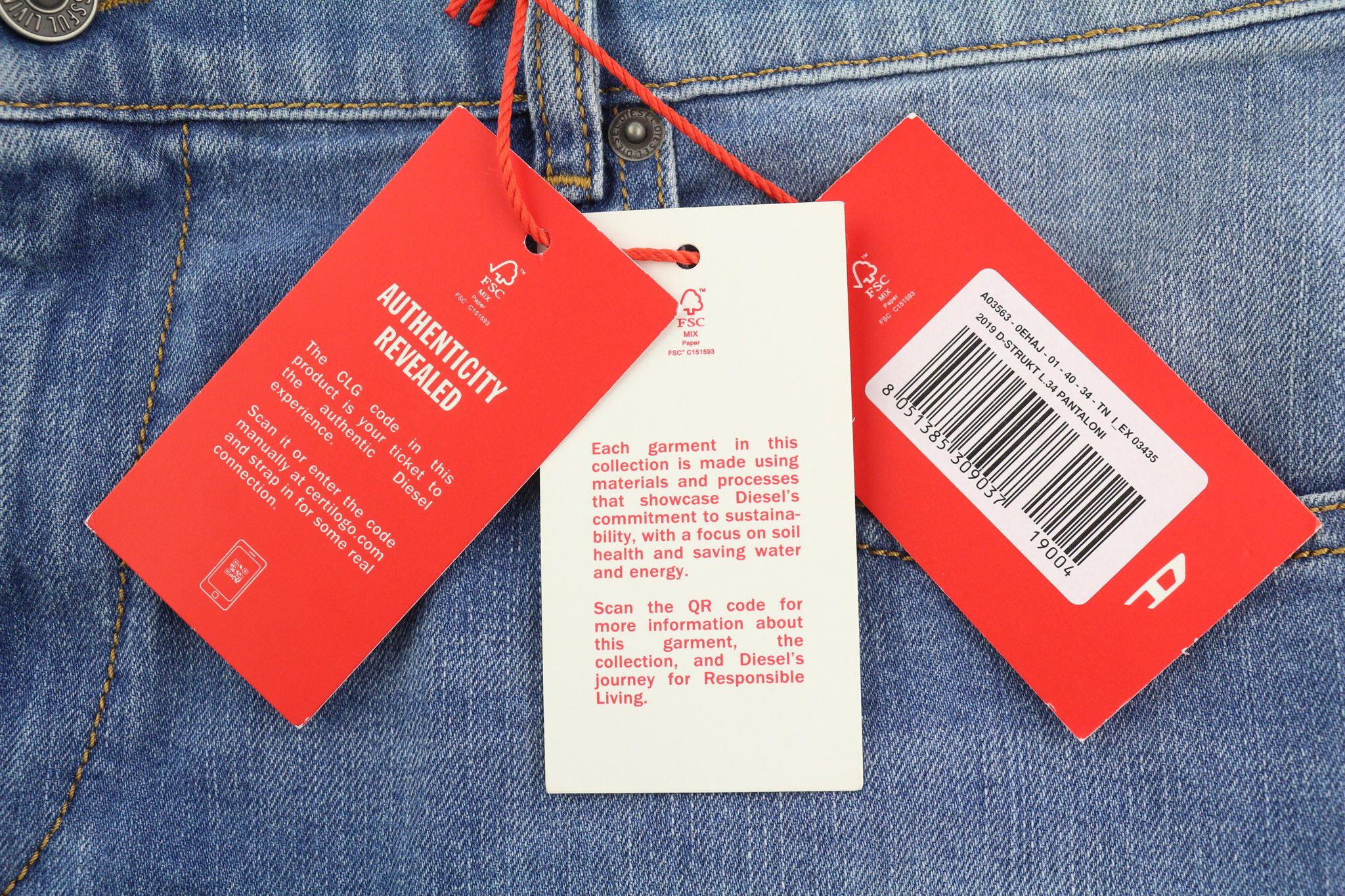 Diesel 2019 D-STRUKT 0EHAJ W40/L34 Slim Blue 40473 Size US 40 / EU 56 - 7 Thumbnail