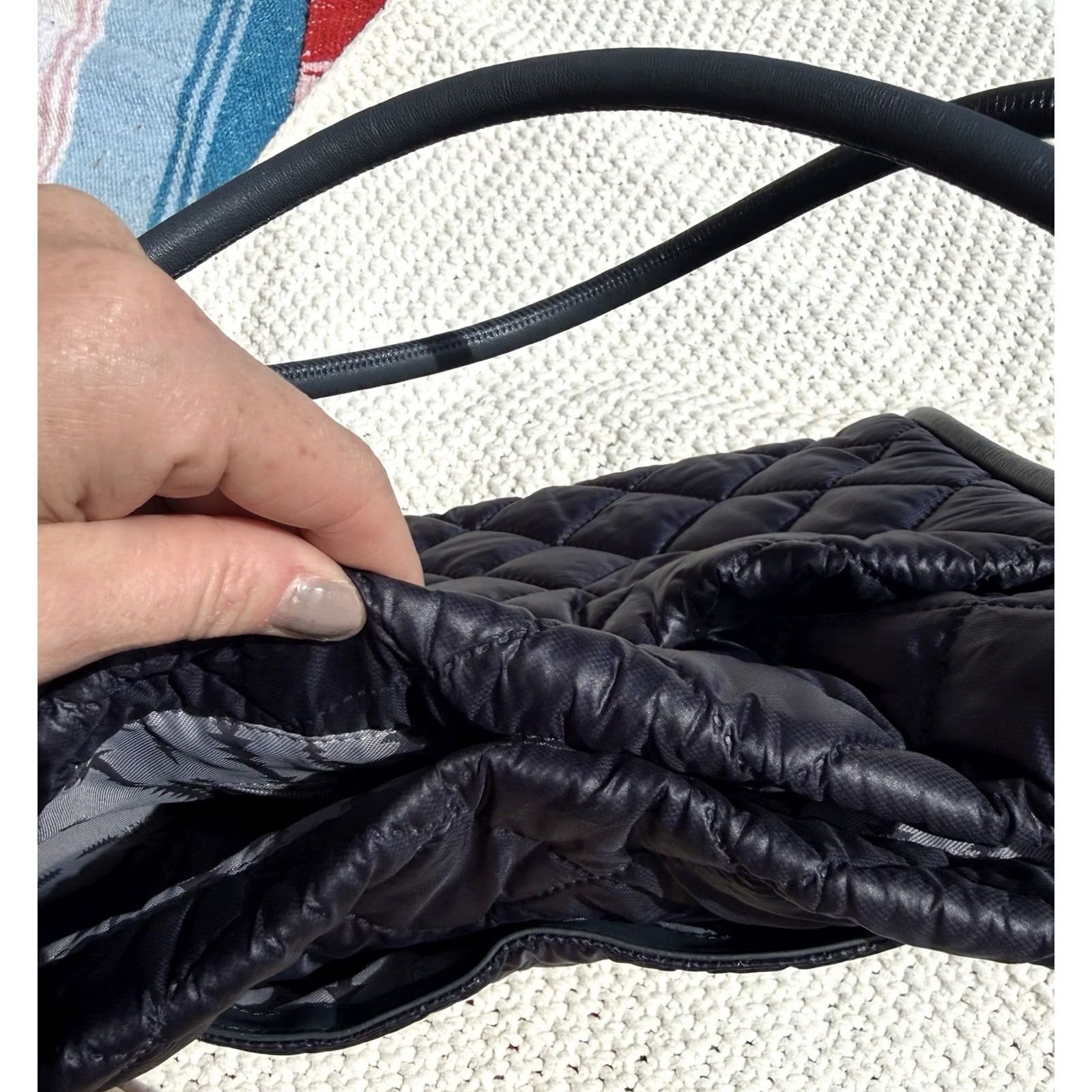 Vintage Thacker Quinn Packable Puffy Quilted Tote Shoulder Travel Bag Navy Medium Womens Quilted Thacker Quinn City Travel Bag Size ONE SIZE - 3 Thumbnail