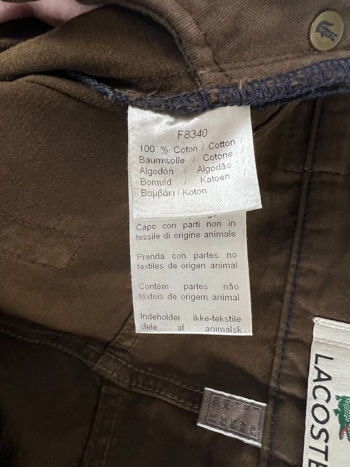 Lacoste Lacoste Men's Brown 100% Cotton Casual Chino Trousers Pants Size US 33 - 13 Thumbnail