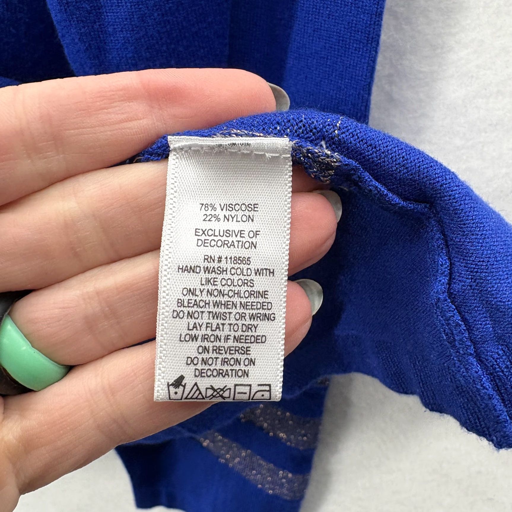 Quacker Factory Quacker Factory Hoodie Womens Medium Blue Sequin Anchor Nautical Full Zip Hooded Pockets Size M / US 6-8 / IT 42-44 - 6 Thumbnail