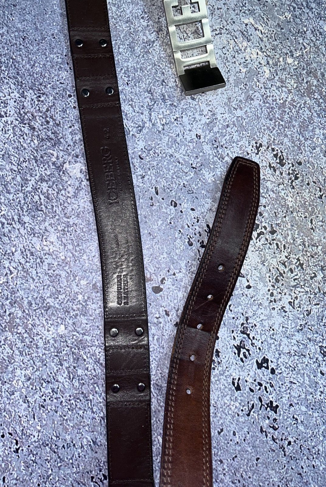 Iceberg Vintage Iceberg Leather Belt 126 cm Luxury Metal logo Size ONE SIZE - 5 Thumbnail