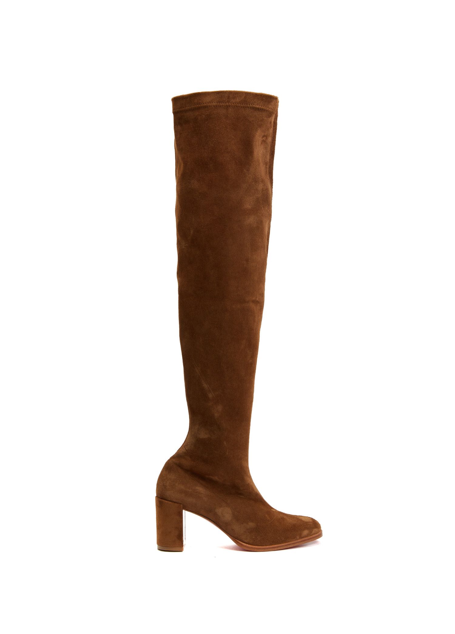Christian Louboutin CHRISTIAN LOUBOUTIN Stretchadoxa brown suede tall boots 7 37 Size US 7 / IT 37 - 1 Thumbnail