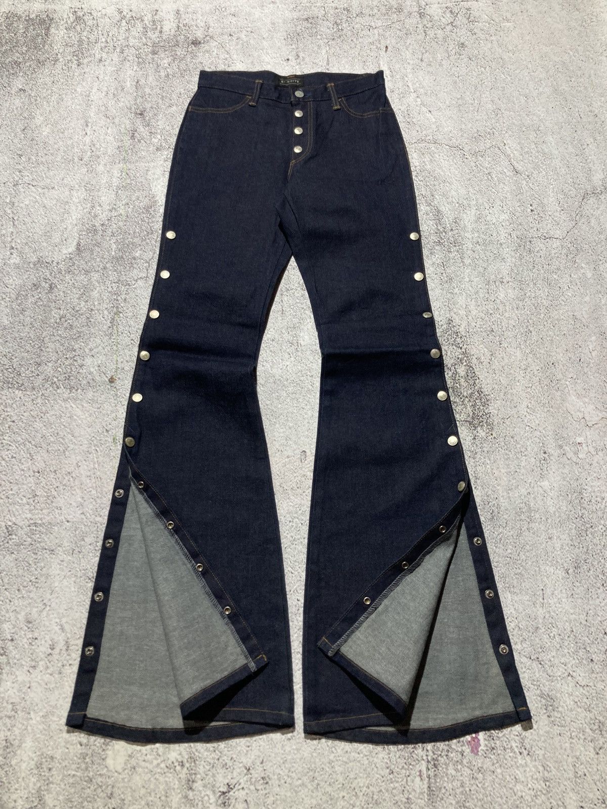 Japanese Brand 2000s Et-Boite Button Raw Denim Bootcut Flared Jeans Lgb Size US 26 / EU 42 - 8 Thumbnail