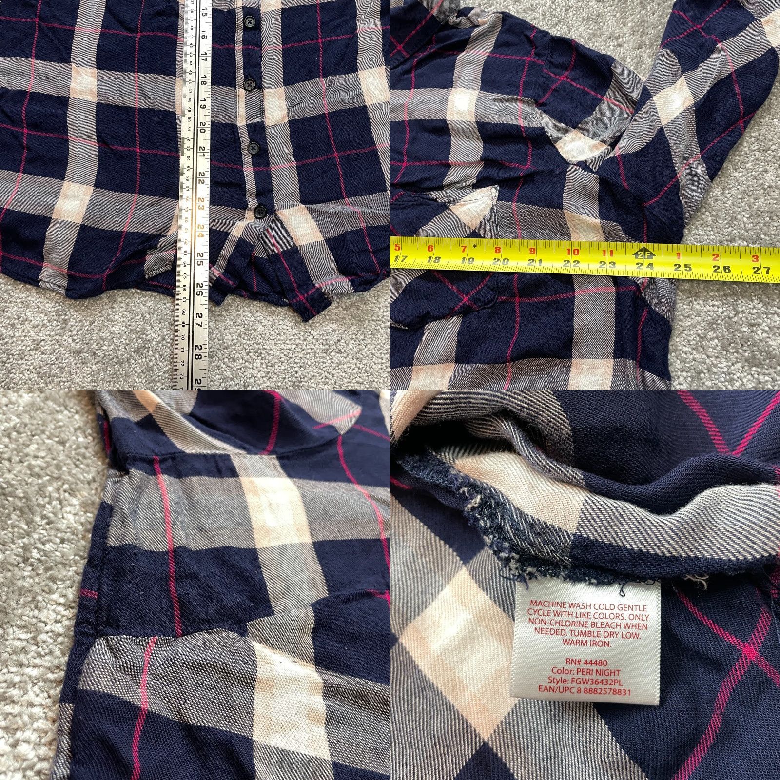 Faded Glory Faded Glory Blouse Shirt Womens 18W 2X Blue Plaid Long Sleeve Top Rayon Knit Casual Business Formal Workwear Women Shirt Size XXL / US 16-18 / IT 52-54 - 8 Thumbnail