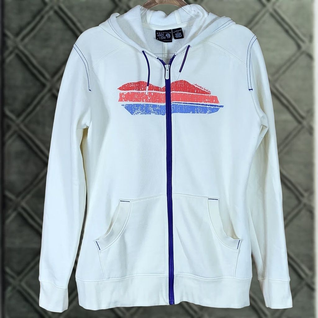 Mountain Hardwear Mountain Hardwear Full Zip Hoodie Womens Large Graphic Cream Size L / US 10 / IT 46 - 1 Thumbnail