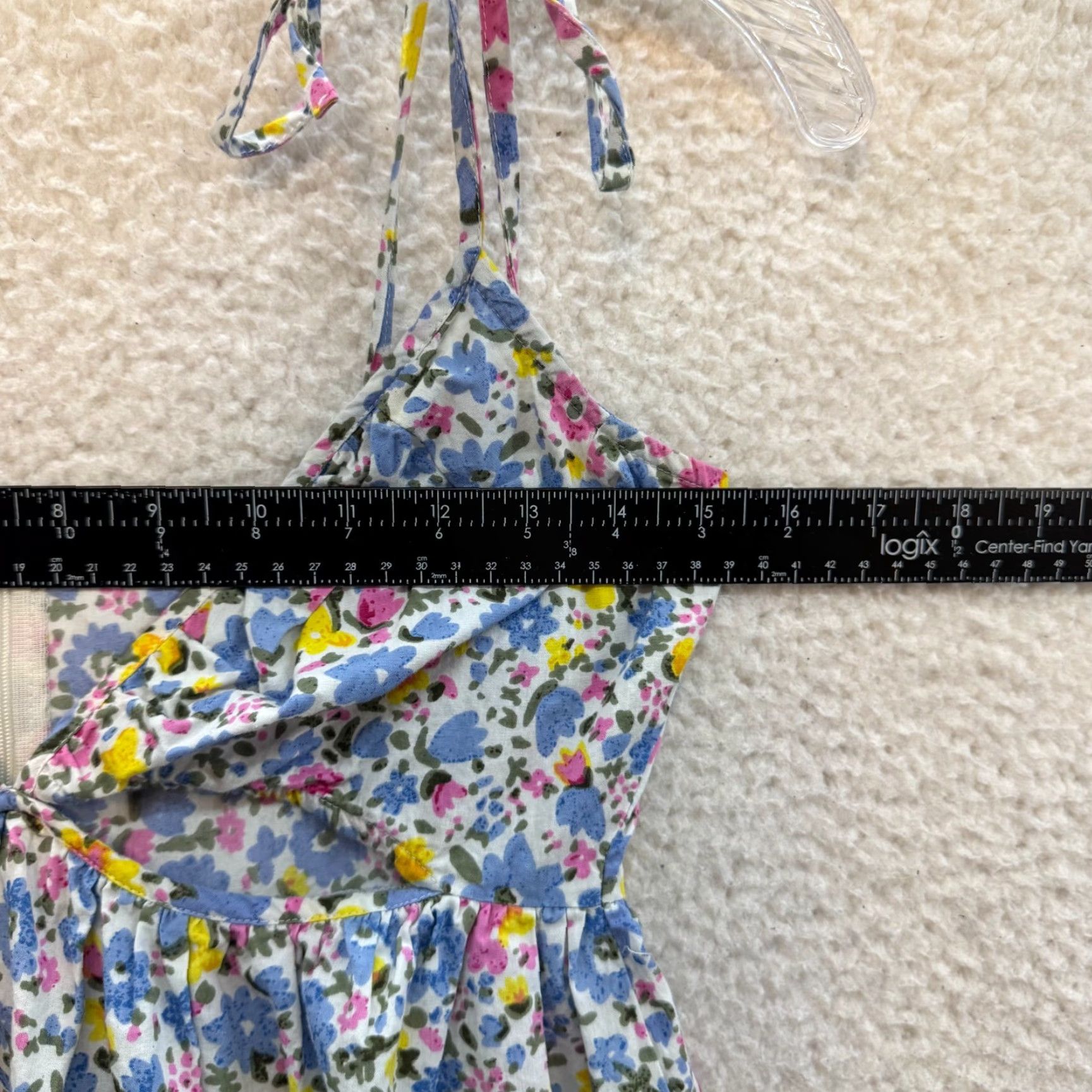Vintage Influence Maxi Dress Women's Sleeveless V-Neck 10 Blue Floral Ditsy Cottagecore Garden Party Midi Long Size L / US 10 / IT 46 - 4 Thumbnail
