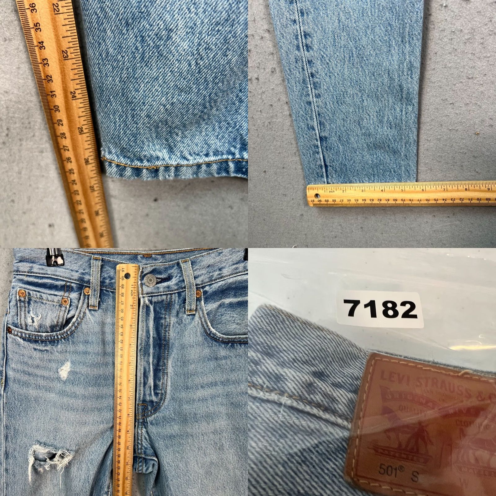 Levi's Levi's 501 Jeans Womens Size 25 Button-Fly Light Wash Distressed Regular 27 In Inseam Blue Cotton Denim Jeans Size 42" / US 20 - 8 Thumbnail