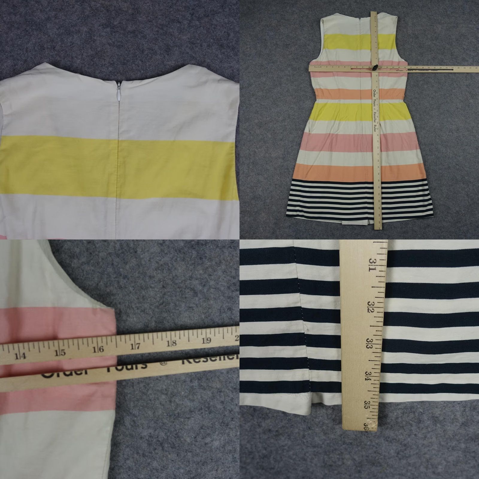 Vintage Kookai Dress Womens S Beige Striped Sleeveless V-Neck Fit & Flare Short Summer Dress Beige Womens Size S / US 4 / IT 40 - 8 Thumbnail