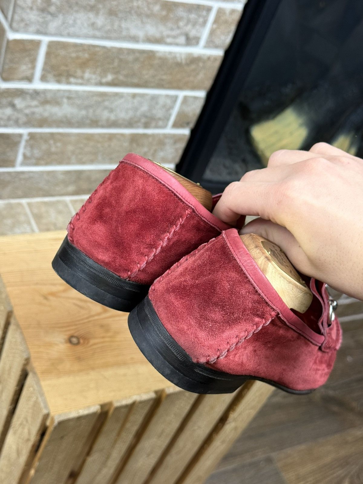 Gucci Gucci Horsebit 1953 Red Suede Loafers Shoes Size EU43 US10 Size US 10 / EU 43 - 6 Thumbnail