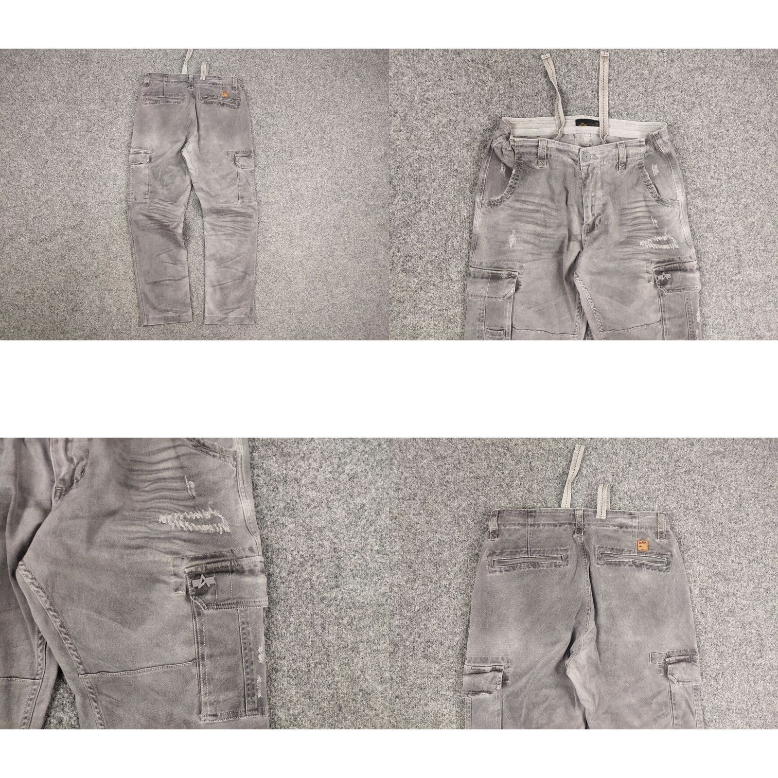 Vintage Alpha Industries Cargo Pants Mens Regular 32 Gray Cotton Blend Cargo Pocket 90s Army Canvas Straight Flat Front Size US 32 / EU 48 - 8 Thumbnail