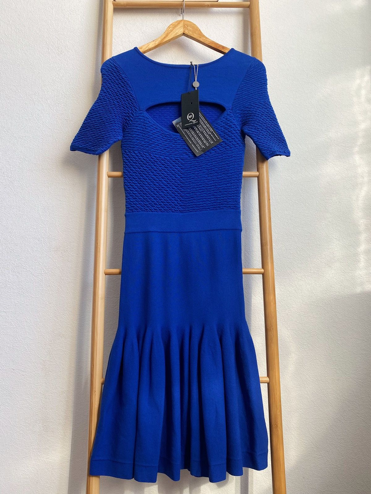 Alexander McQueen Alexander McQueen Auth 38 IT Midi Blue Knit Cotton Dress Size XS / US 0-2 / IT 36-38 - 5 Thumbnail