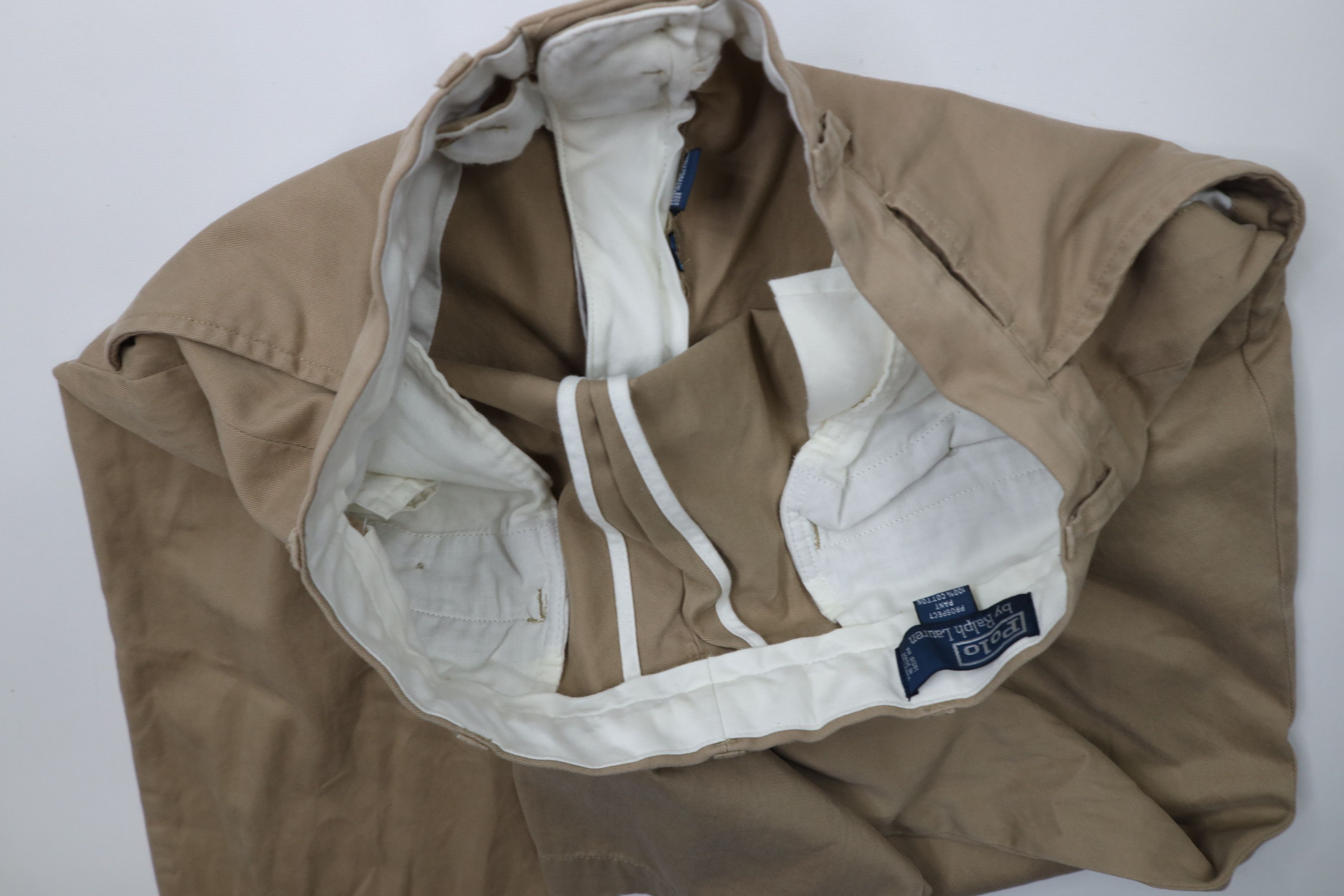 Ralph Lauren × Vintage Vintage 90s Ralph Lauren Wide Leg Chino Pants Beige Cotton Size US 34 / EU 50 - 13 Thumbnail