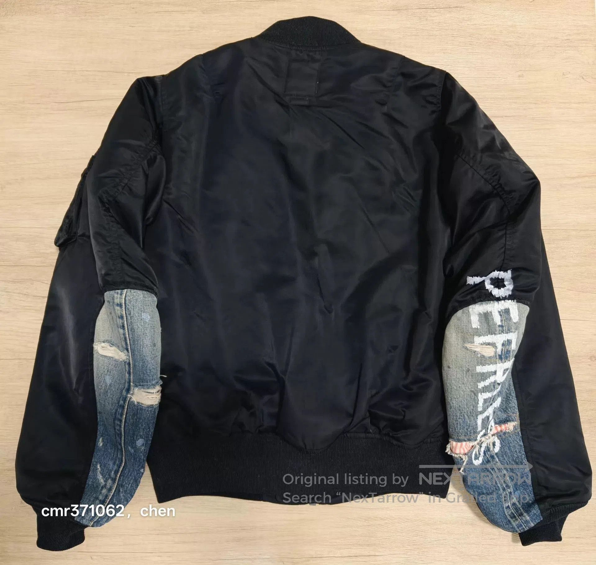 Visvim Black Bomber Jacket with Denim Sleeves Size M. Size US M / EU 48-50 / 2 - 5 Thumbnail